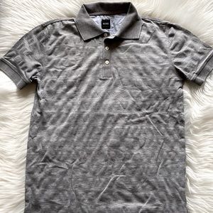 Boss Hugo Boss Polo Pullover Shirt Gray Short Sleeve Buttons Boy`s Size Medium